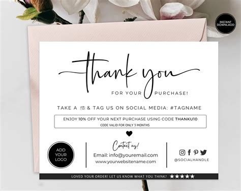 Customer Thank You Printable Small Business Thank You Cards Instant