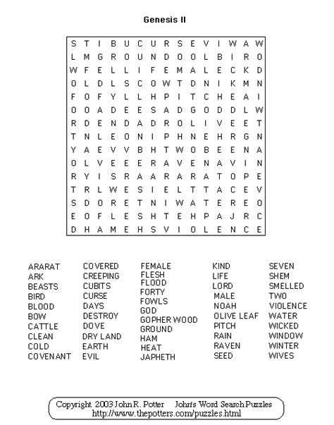 Johns Word Search Puzzles Genesis Ii