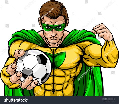 Superhero Holding Soccer Football Ball Sports Stock Vector Royalty