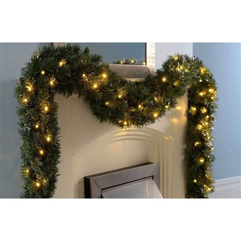 Extra Thick Pre Lit 80 Led Pine Garland Christmas Decoration Green 9