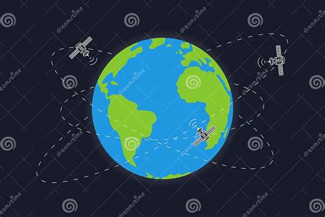 Planet Earth And Satellite Orbits Vector Illustration Stock Vector
