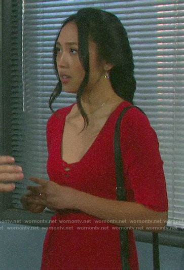 Wornontv Haleys Red Lace Up Front Dress On Days Of Our Lives Thia