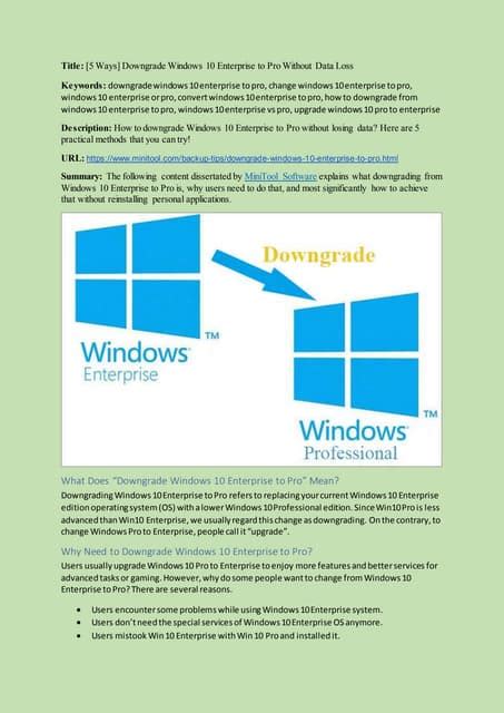 Downgrade Windows 10 Enterprise To Pro Pdf