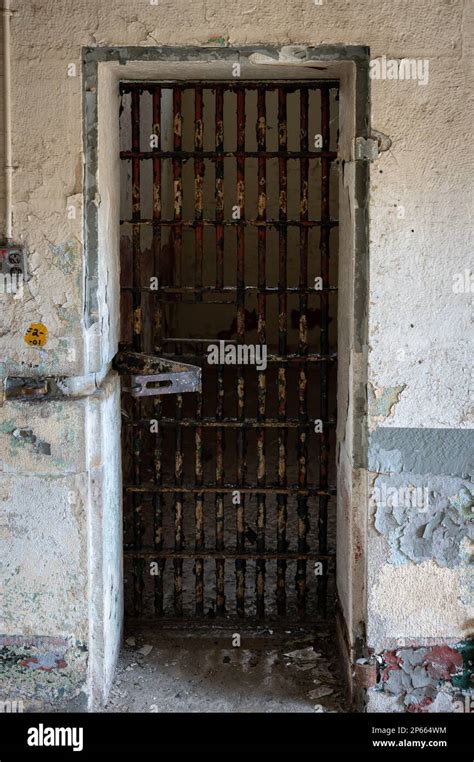 A Rusty Cell Door In An Old Joliet Prison Stock Photo Alamy