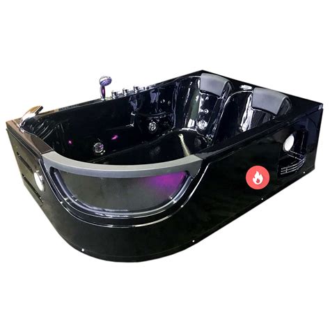 Guide to installing jetted tubs, spas, whirlpool baths, soaking tubs, soaking or jetted tub designs & shapes: Whirlpool Bathtub black with heater hot tub double pump ...