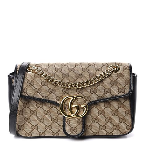 Gucci Monogram Matelasse Diagonal Small Gg Marmont Shoulder Bag Beige