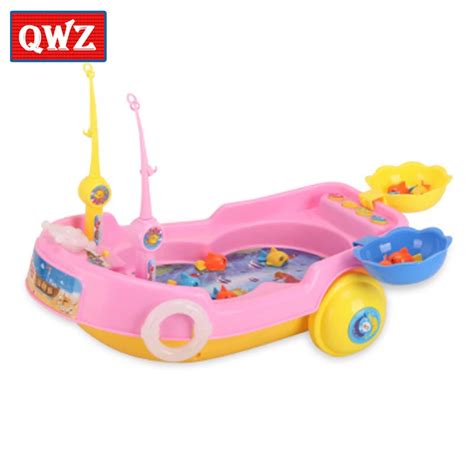 Qwz Child Music Educational Toy Electric Magnetic Rotating Fishing Toys