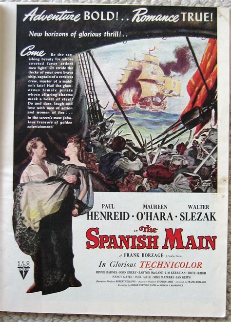 Spanish Main Ad Maureen Ohara Classic Movie Posters Pirate Woman Reckless Maid Brave