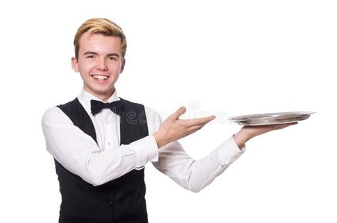 The Waiter Holding Plate On White Stock Image Image Of Hospitality