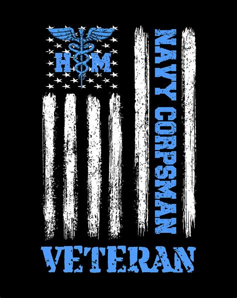 United States Proud U S Navy Corpsman Veteran American Flag Digital Art