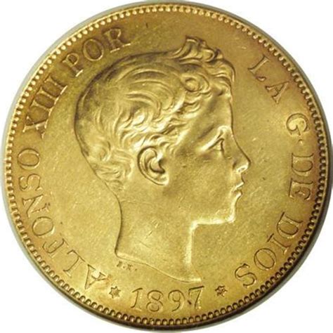 Alfonso Xiii Gold 100 Pesetas 1897 97 Sg V Km 708 A