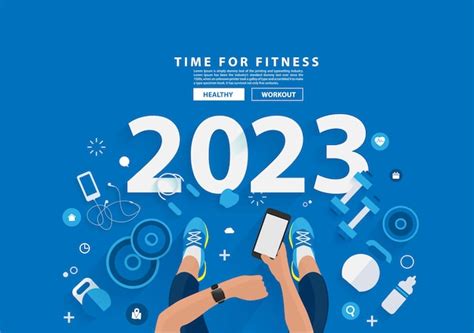 Premium Vector Time For Fitness Concept 2023 New Year In Gym Healthy