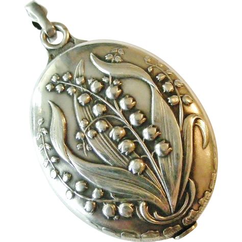French Art Nouveau 800 900 Silver Lily Of The Valley Locket