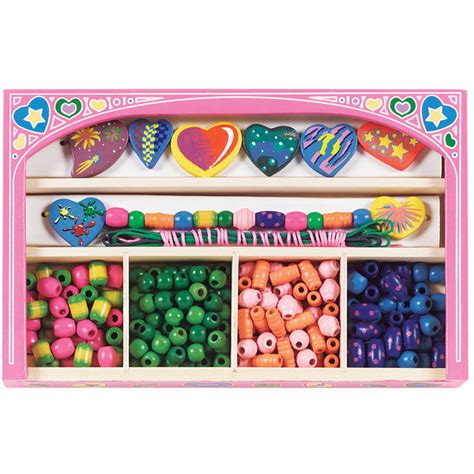 Melissa And Doug Sweet Hearts Wooden Bead Set With 120 Beads For Jewelry