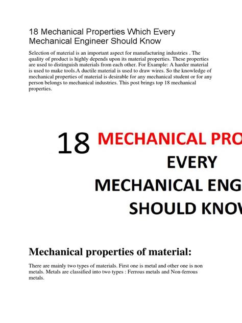 18 Mechanical Properties Which Every Mechanical Engineer Should Know