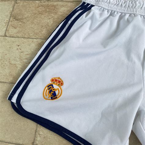 Vintage Adidas Real Madrid Shorts White And Blue Depop