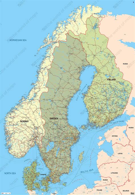 Road Map Of Scandinavian Countries Ariaatr