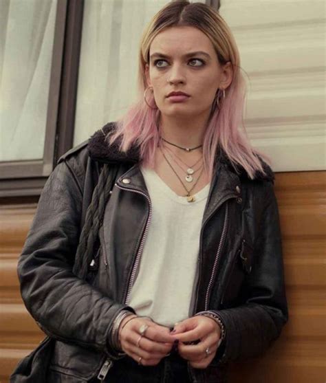 Emma Sex Education Maeve Wiley Leather Jacket With Fur Collar Jackets