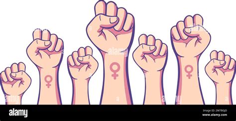 Feminist Womens Demonstration Revolution Protest Raised Arm Fist