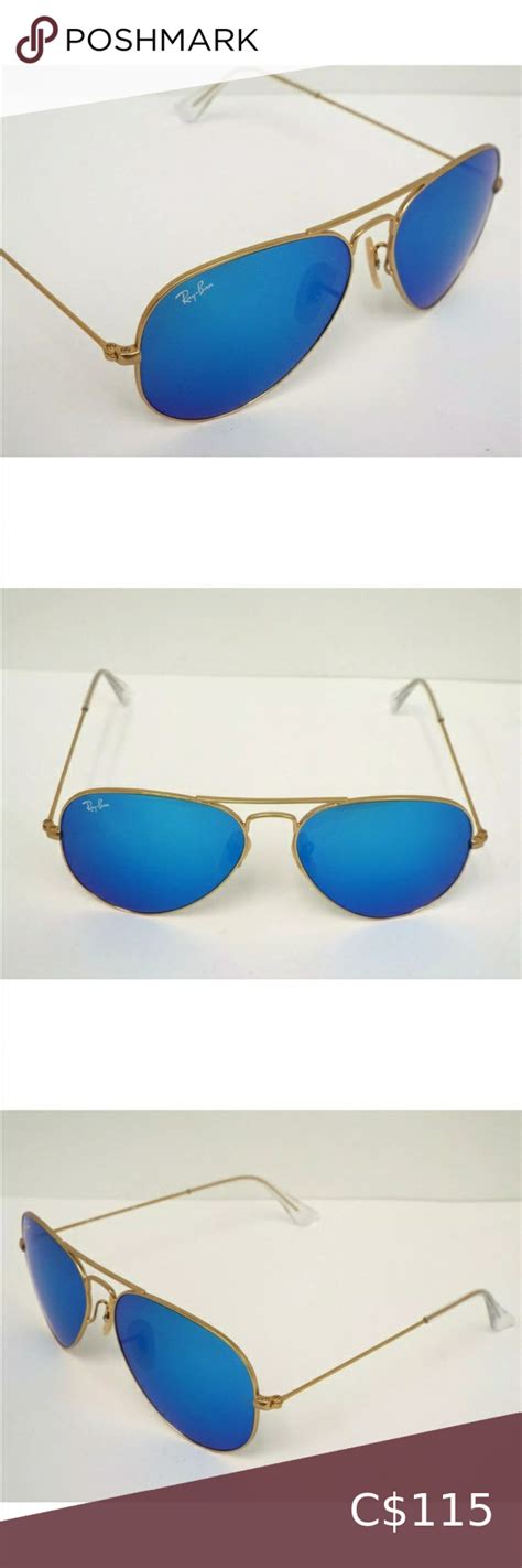new ray ban rb 3025 aviator gold blue flash 62mm brand new ray ban rb 3025 aviator blue mirror