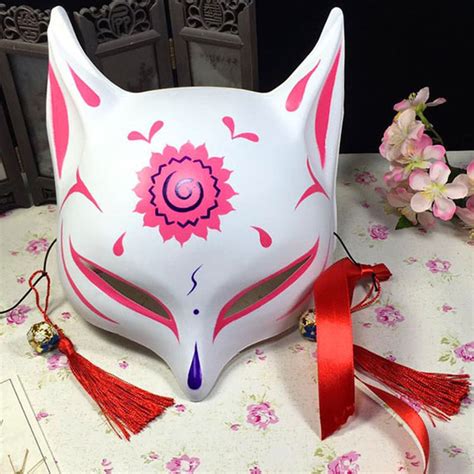 Anime Kabuki Kitsune Fox Half Face Rave Cosplay Mask