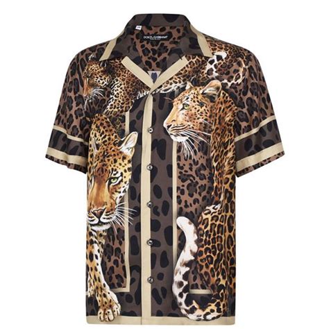 Dolce And Gabbana Mens Leopard Short Sleeved Shirt Short Sleeve