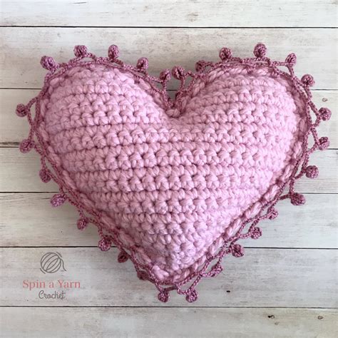 Heart Pillow Free Crochet Pattern Spin A Yarn Crochet