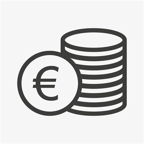 Euro Icon Money Outline Vector Illustration Pile Of Coins Icon