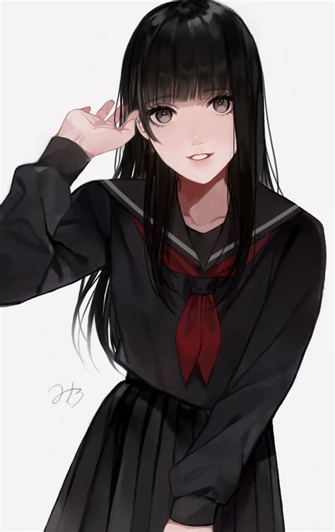 Anime Girl With Black Hair Cool Anime Girl Kawaii Anime Girl Anime