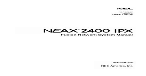 Neax2400 Ipx Fusion Network System Manual Ipx Fusion Network · 2017
