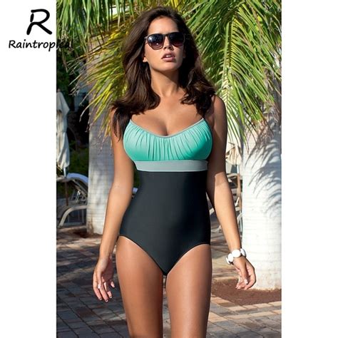 Raintropical Sexy One Piece Solid 2019 Swimsuit Sexy Plus Size Hot Swimwear Women Vintage