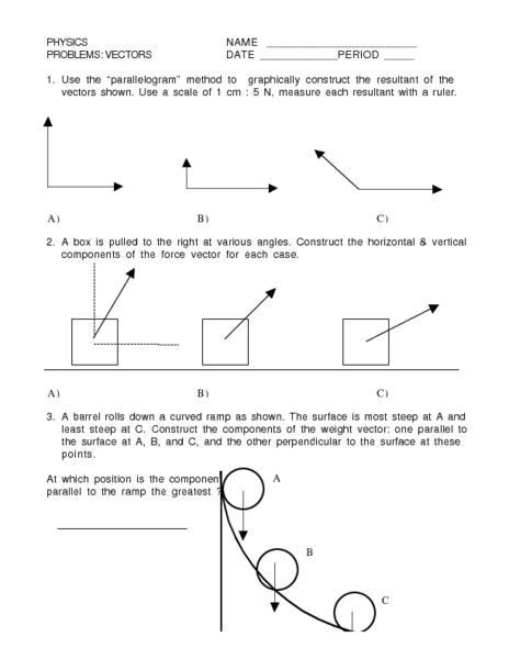 Vectors Worksheet Physics