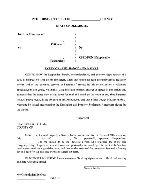 Oklahoma Petition For Divorce Form COUNTY Fill Out And Sign Printable