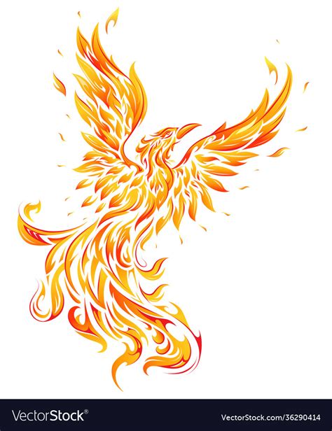 Phoenix As Fire Flame Bird Shape Royalty Free Vector Image