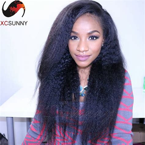 Kinky Straight Glueless Full Lace Wig For Black Women Italian Coarse