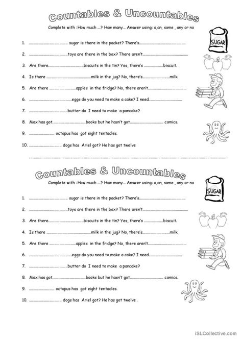 April2015 Countables And Uncountables English Esl Worksheets Pdf And Doc