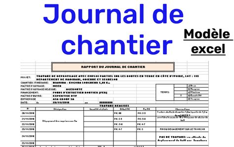 Journal De Chantier Excel Un Outil Pratique Pour Le Suivi Des Travaux