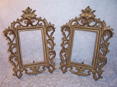 Antique Pair Of Brass Picturephoto Frames Victorian Era