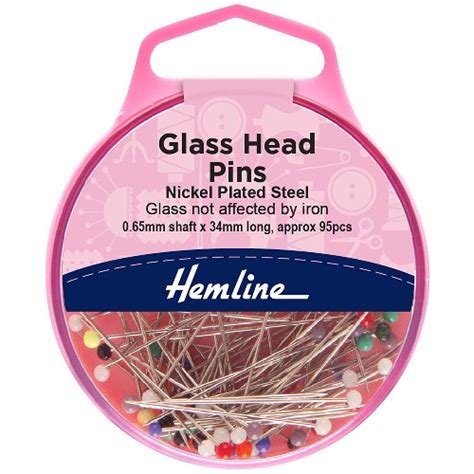 Hemline Glass Head Pins 34mm Handcrafters House