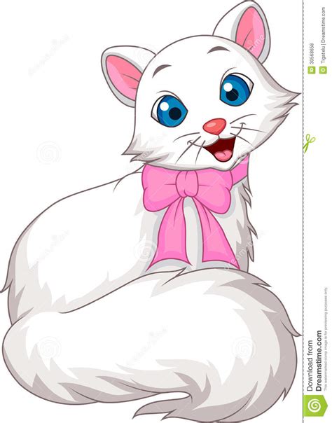 Desenhos Animados Brancos Bonitos Do Gato Fotos De Stock