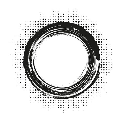 Halftone Black Grunge Abstract Circle Dotted Frame Circularly
