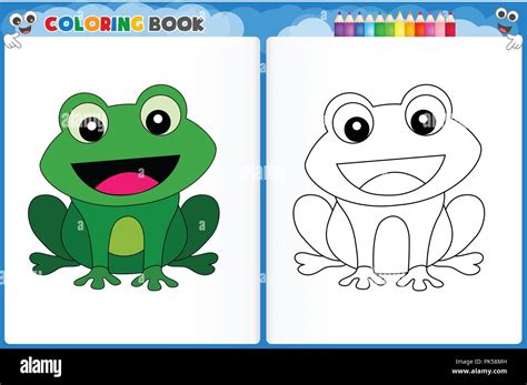 Coloring Page Cute Frog With Colorful Sample Printable Worksheet For