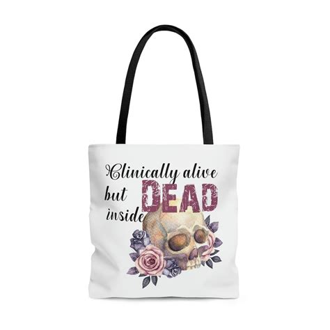 Clinically Alive But Dead Inside Aop Tote Bag White Etsy