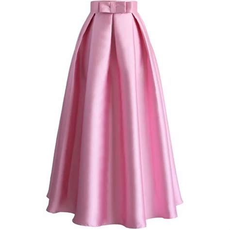 Pink Long Skirt With Bow 2017 Saias A Line Womens Skirts Jupe Femme