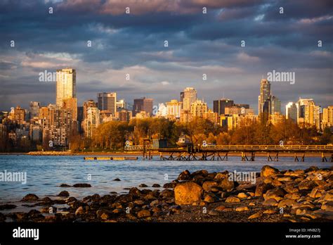 Downtown Vancouver British Columbia Photographed From Kitsilano Stock