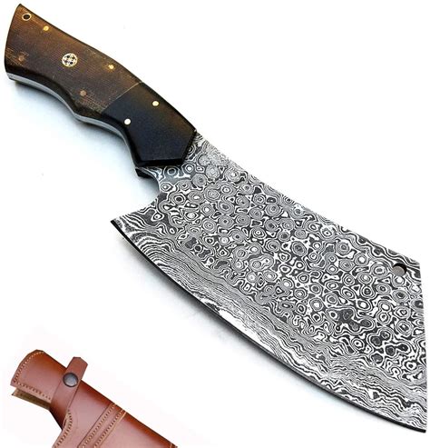 Custom Hand Made Damascus Steel Meat Cleaver Knife Mtclvr 03 Etsy