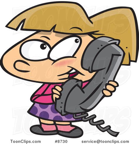 Cartoon Girl Talking On A Phone 8730 By Ron Leishman