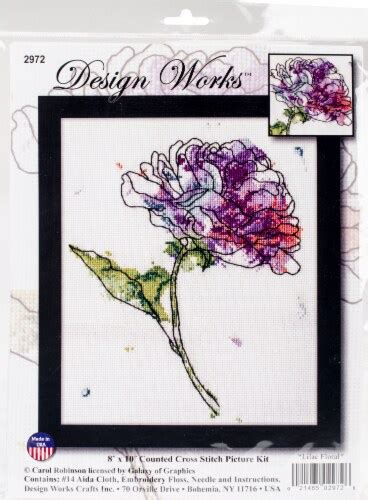 Design Works Counted Cross Stitch Kit X Lilac Floral Count