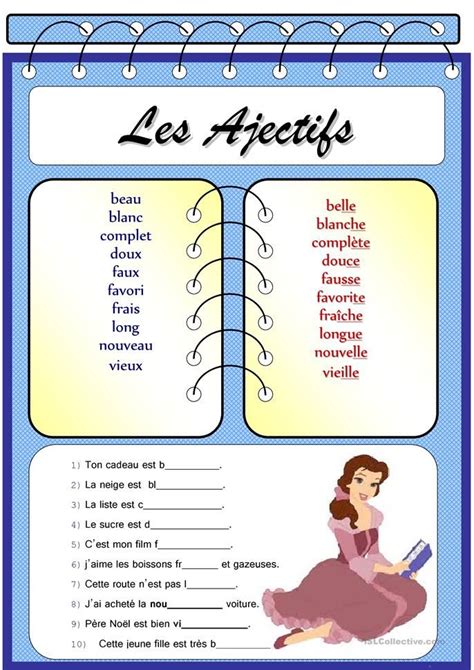 Adjectifs (genre) | Grammaire française exercices, Leçon de français
