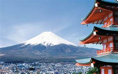 Volcano Asian Mountains Japan Oriental Architecture Wallpapers